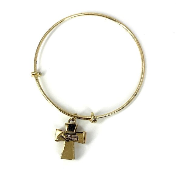 Alexa's Angels Religious Charm Bracelet With Cross Gold Finish Expandable - Picture 2 of 2